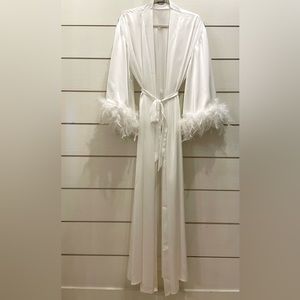 Silky Feather Trim Robe